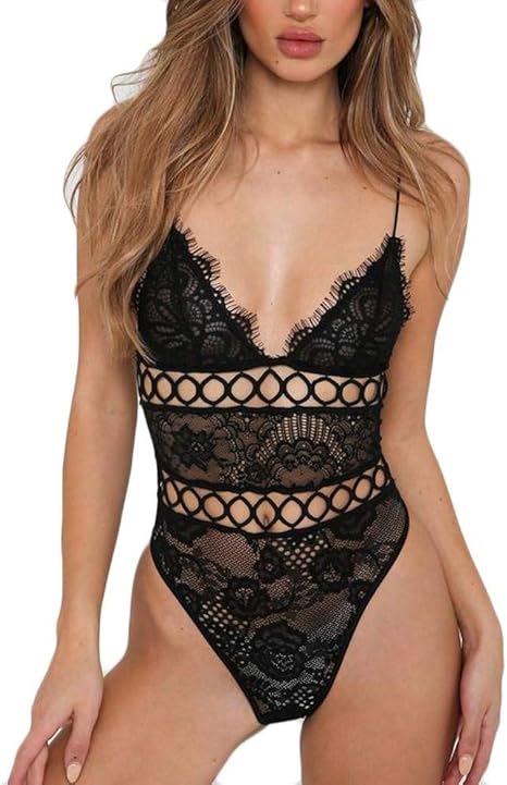 Body Donna A Costine 3 Pezzi - Sexy Un Pezzo Senza Maniche Con Scollo Alto (Nero) - Foto 2