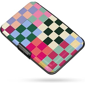 WixScribe Credit Card Holder Multicolor Checker Mini Aluminum Wallet | ABS Business ID Case,Hard Case Large Capacity 6 Slots,