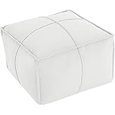 MeMoreCool Stuffed Round Pouf Ottoman Foot Rest, Floor Pouf Foot Stool with Soft Foam Chunk Filling, Small Round Ottoman Foot