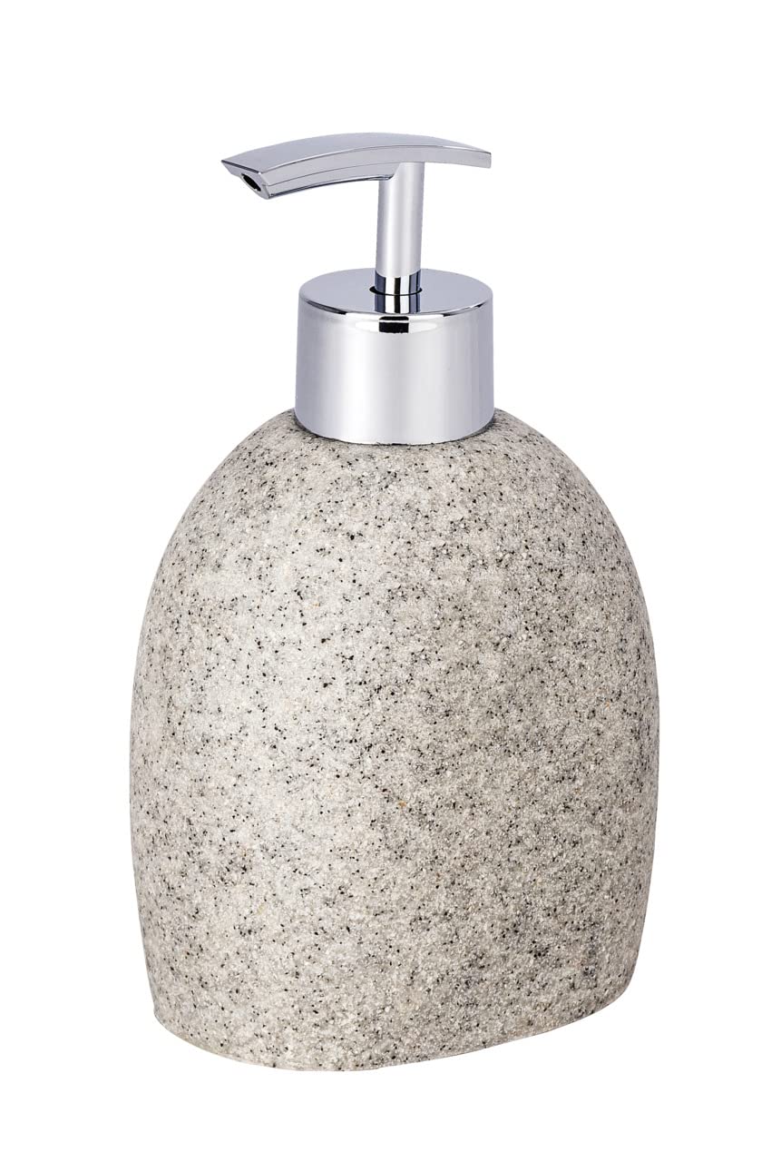 WENKO 22020100 Soap dispenser Puro Grey - Capacity: 0.29 l, Polyresin, 9.4 x 15.2 x 6.5 cm, Light grey