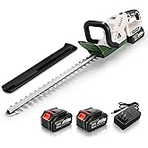 DGQHME 20" Hedge Trimmer Cordless,Electric Bush Trimmer with 2 Pack Rechargeable Batteries,Lightweight Hedge Trimmers,3000RPM 180°Rotatable Head,3/4" Blade Gap