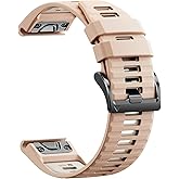 Quickfit 22mm Watch Bands for Garmin Fenix 8 47mm/7/6/5, Sports Silicone Bands Compatible with Garmin Fenix 8 Pro 47mm/7 Pro/6 Pro/5 Plus/Forerunner 935/945/955/965/Approach S60/S62/Epix 2