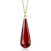 Red Amber Pendant Necklace for Women, Gold Plated Sterling Silver 925 Chain, Polished Gemstone Pendant, Dainty Womens Jewelry, 18 inch gold plated chain