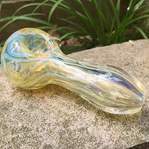 Funnowcol 4inch Glass Decorative Bottle Light Yellow Glass Artwork Wavy Stripes Tube