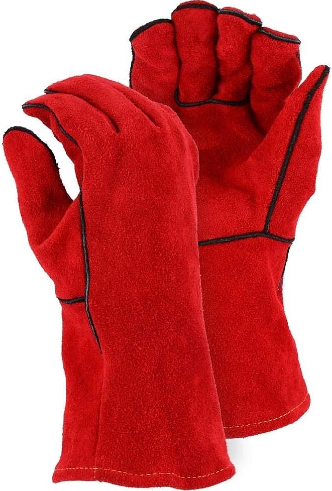 Hand Safety™ Safety Red Split Leather Welders Glove Extreme Heat/Fire