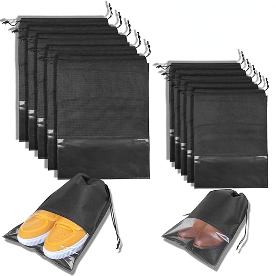 OFNMY Schuhbeutel Transparente Schuhtasche Set Wasserdichter Tragbarer Staubdichter Schuhsack für Reise und Zuhause(10 Stück,