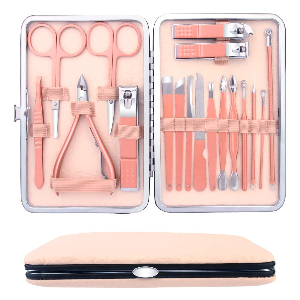 Manicure Pedicure Set, Arony 17 in 1 Stainless Steel Manicure Pedicure Kit, Manicure Kit, Nail Clipper Set, Professional Grooming Kit, Nail Tools with Luxurious Leather Travel Case: Beauty