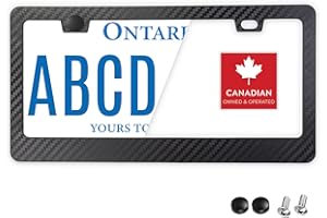 Premium Slim Carbon Fiber Design License Plate Frame – 1 Piece, Durable Plastic, Rust-Free, License Plate Protector, Street L