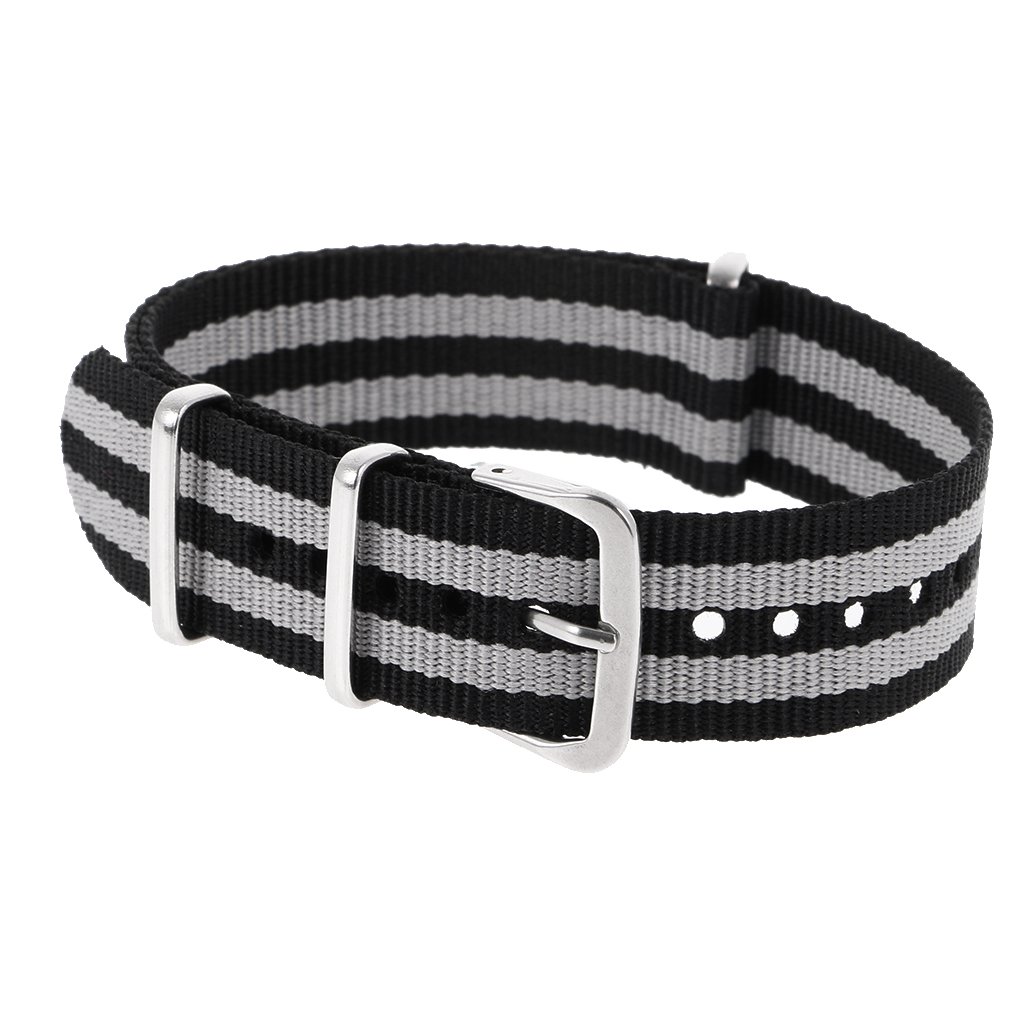 Jiliオンライン軽量混合色ナイロン時計ストラップ腕時計バンドステンレススチールバックル18 Mm Mm 22 Mmバンド幅交換用 22mm ブラックグレー ブラックグレー 22mm B06xyndl1w 時計バンド Www Canlanyhl Com