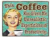 Coffee Gifts Funny Unrealistic Expectations of Productivity Funny Retro Refrigerator Magnet