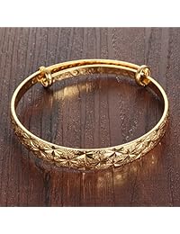 OPK joyería classical18 K Oro Amarillo Diamante Bangle Pulsera Alta Polaco Acabado de Metal ajustable