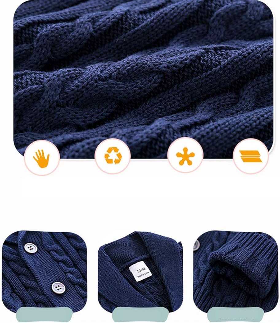 Feidoog Infant Baby Boys Cardigan Crochet Sweater V-Neck，Toddler Knit Button up Knitted Pattern Pullover Sweatshirt: Clothing