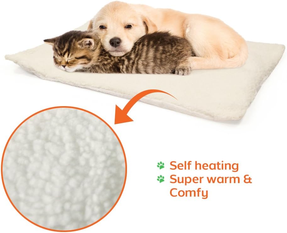 PARTYSAVING Self Heating Snooze Pad Pet Bed Mat for Pets Cats, Dogs and Kittens for Travel or Home, APL1344, White : Pet Supplies