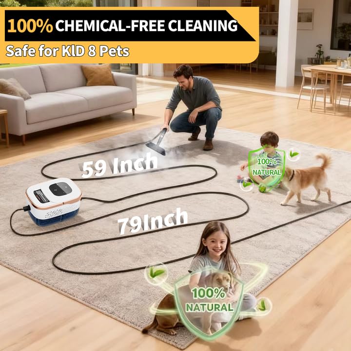 Steam Cleaner, 6 Steam Levels, 42oz Tank & 11 Pieces Accessories, 1500W High-Temperature Steam Cleaner for Home, Handheld Steamer for cleaning Grout,Tile,Kitchen,Bathroom,Car