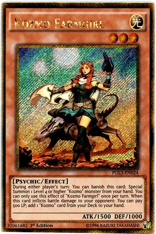 Yu Gi Oh Kozmo Farmgirl Pgl3 En024 Premium Gold Infinite Gold 1st Edition Gold Secret Rare