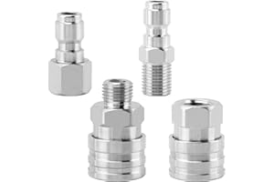 IUYYPU 4-Pack 1/4 Inch Pressure Washer Coupler – Stainless Steel Quick Connect (Male & Female), Leak-Proof (5000 PSI), Fast Swap, Ideal for Car Washing/Patio Cleaning