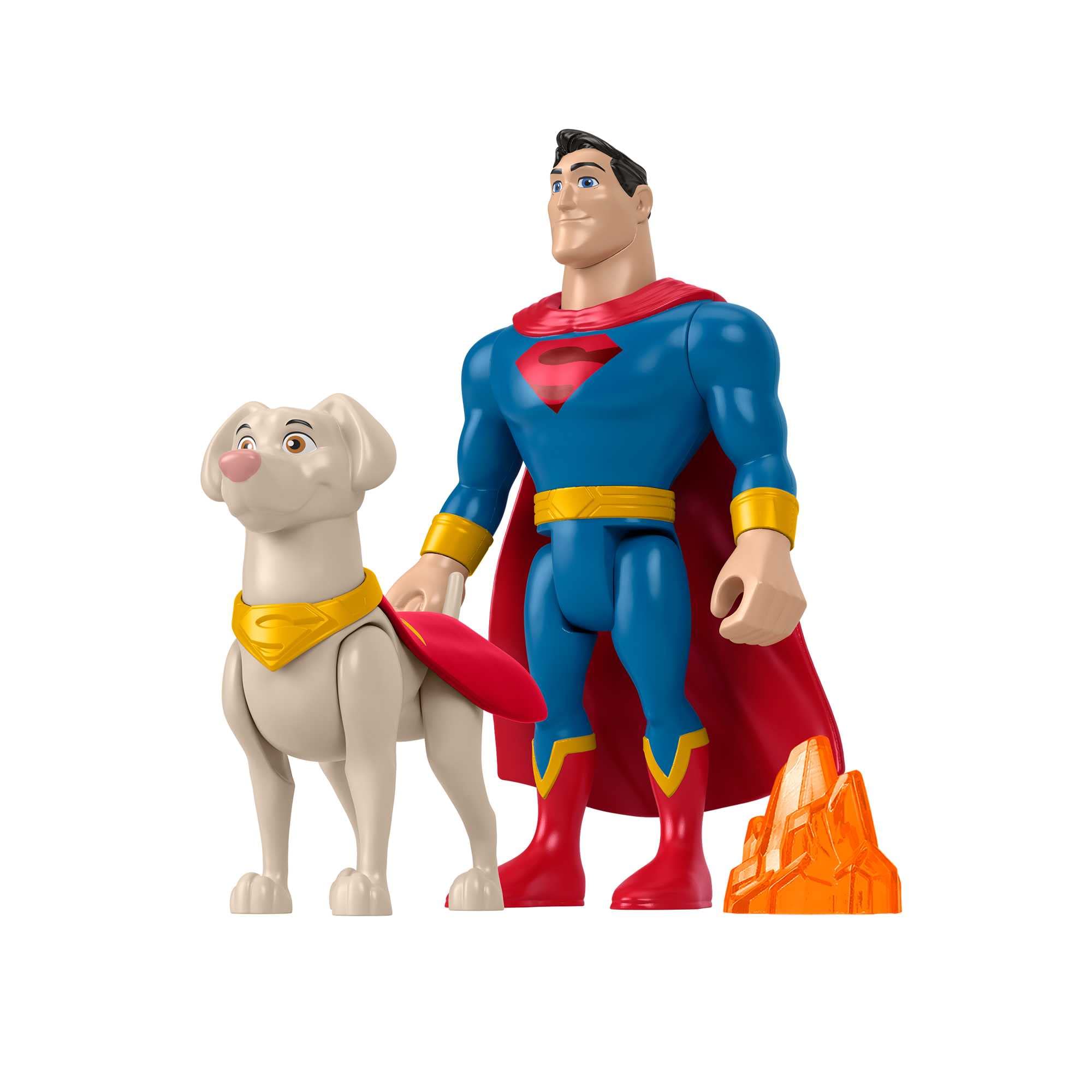 DC Comics ​Fisher-Price DC League of Super-Pets Superman & Krypto, set of 2 poseable figures with accessory for preschool kids ages 3 years and up