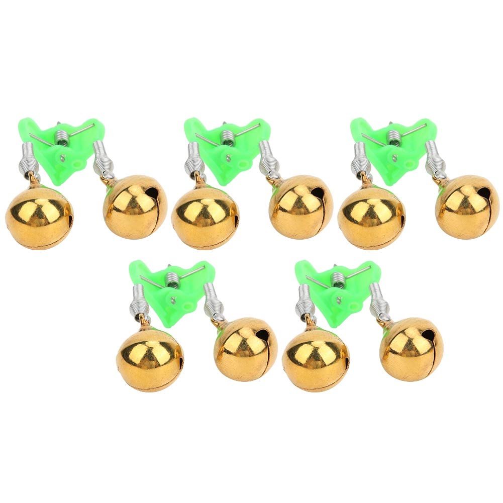 BONKZEBU 5Pcs Double Bells Ring Alerter Fishing Tools Accessory, Double Metal Bells Bite Carp Clip Alerter, Fishing Rod Alarm Bells Firm Fishing Bite Alarm for Sea Rod Outdoor Fishing