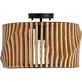 Capital Lighting 244632WK Archer Modern Artisan-Crafted Mango Wood Dual Mount Pendant/Semi Flush Ceiling Light, 1-Light 100 W
