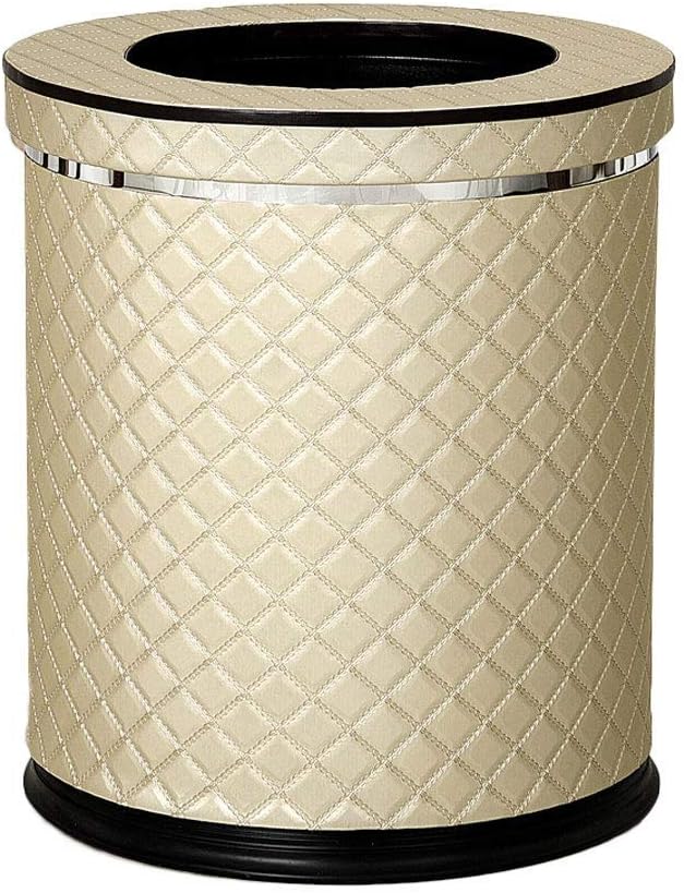 SMLZV Round Leather Trash Can,Wastebasket for Home Bedroom