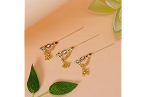 Garden Of Arts Handmade Peacock Bansuri Flute Figurine Toy showpiece for Kanhaji Ladoo Gopal in Multi Colour Set of 3 Metal 3 Inches Long Ideal for Every Size