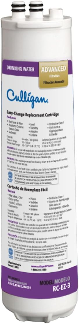Culligan RC 4 EZ-Change Premium Water Filtration Replacement Cartridge, 500 Gallon, White - Undersink Water Filtration Systems - 