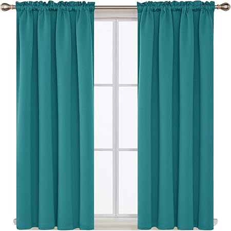 Amazon Com Deconovo Turquoise Blackout Curtains Rod Pocket