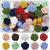 INSPIRELLE 50pcs 20mm Flatback Undrilled Opaque Matte Rose Flower Cabochons No Holes Resin Flat Back for Jewelry Making and Crafting