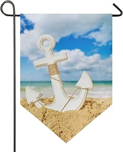 Oarencol Anchor Summer Ocean Beach Garden Flag Blue Sky Sea Double Sided Home Yard Decor Banner Outdoor 12.5 x 18 Inch