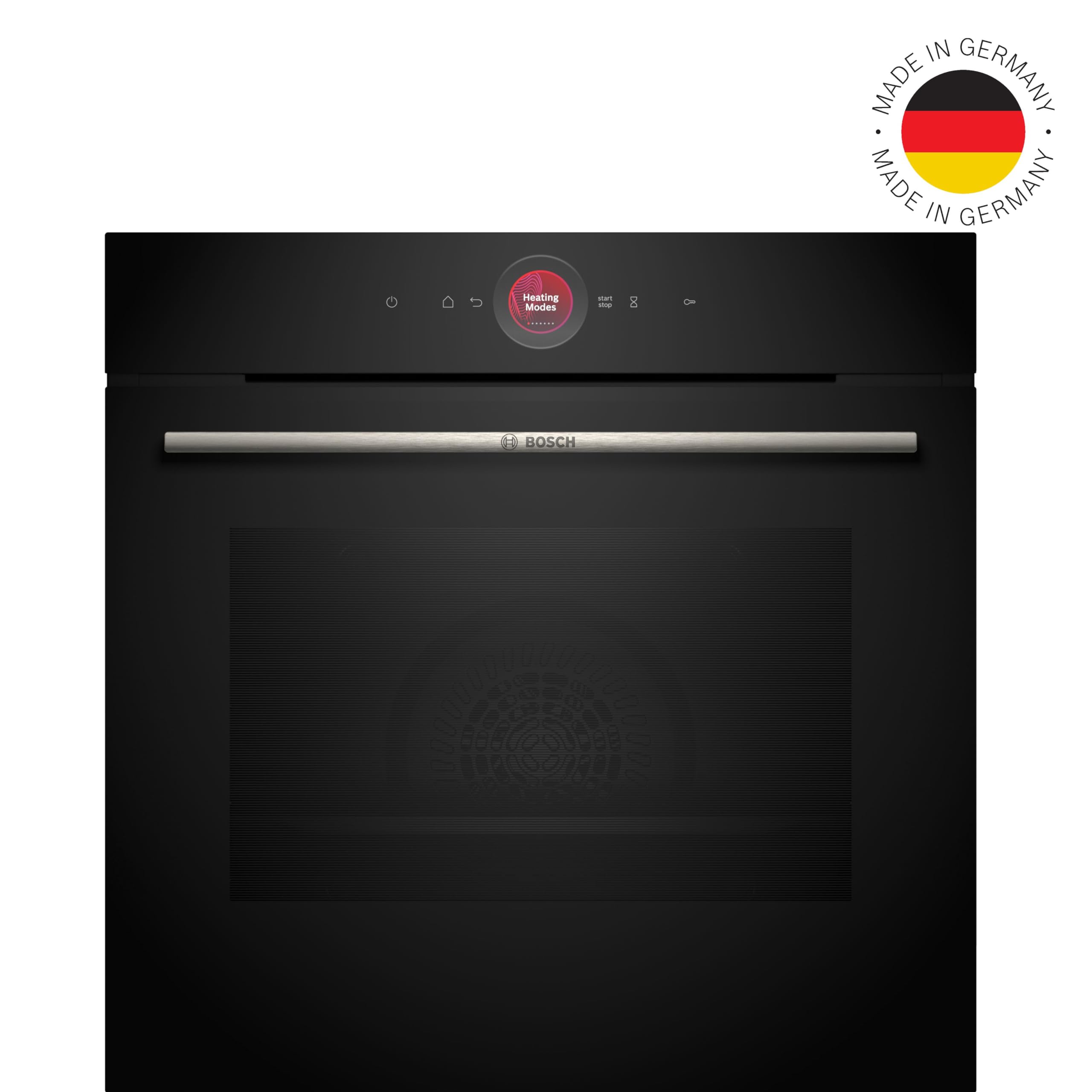 Bosch HBG7221B2, Serie 8 Smarter Einbau-Backofen, 60 x 60 cm, Made in Germany, Hydrolyse Reinigung, Air Fry, Bosch Assist Automatikprogramme, 3D Heißluft, Farbiger Touchscreen mit Bedienring, Schwarz 2