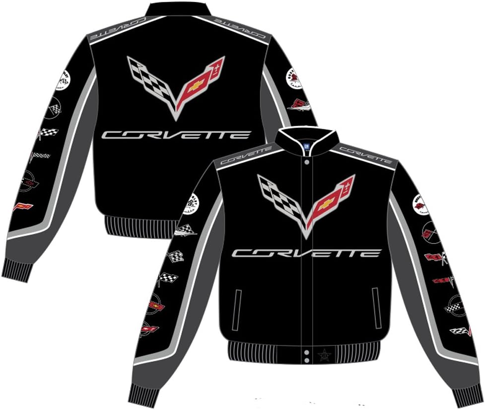 Chevy Corvette Collage Mens Black Twill Jacket by JH Design