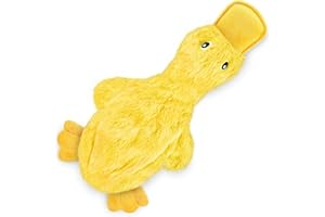 Best Pet Supplies Crinkle Dog Toy for Small, Medium, and Large Breeds, Cute No Stuffing Duck with Soft Squeaker, Fun for Indoor Puppies and Senior Pups, Plush No Mess Chew and Play - Yellow