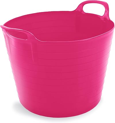 Neat 42 Litre Flexi Tub Large Storage Bucket Pink with Reinforced Handles