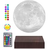 UVEHAS Levitating Moon Lamp, Floating and Spinning 3D Moon Light Magnetic Levitation Lunar Night Lights Unique Holiday Birthday Gifts Room Table Desk Decoration, 16 Colors LED Moon
