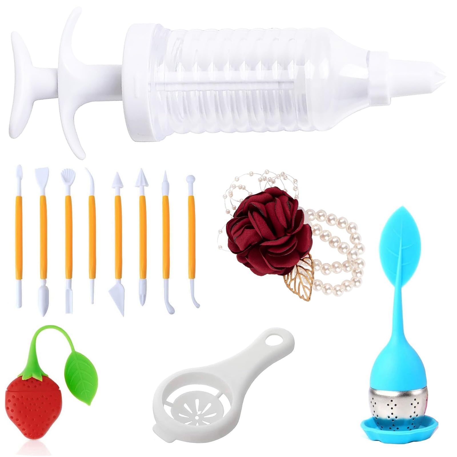 Photo 1 of 12pcs Home Utensils Kitchen Cooking Utensils, Piping pen Tea filter Cake mold Biscuit mold andom delivery of styles colour, Kitchen Gadgets Utensil household Supplies