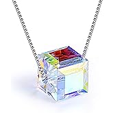 Multicolor Necklace for Women, Fashion Handmade Plastic Crystal Bracelet Cubic Zirconia Pendant, Simple Northern Lights Teardrop Charm Friendship Elemental Crystal Jewelry Gifts for Women Wife GF
