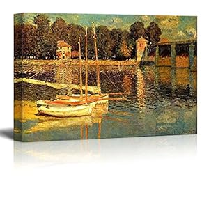 The Bridge of Argenteuil by Claude Monet - Canvas Print Wall Art Famous Oil Painting Reproduction - 12" x 18"