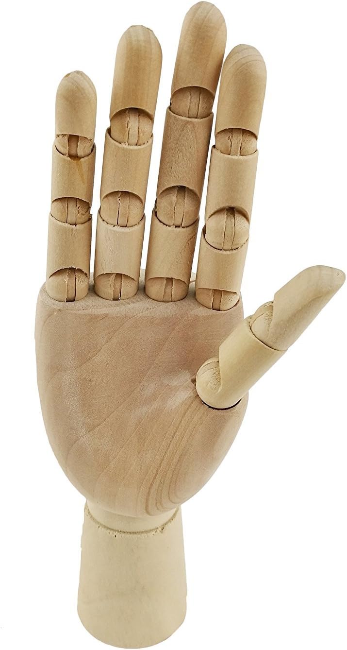 Artist Wood Hand Model Hand Manikin Adjustable Wooden Mannequin Hand Artists Sketch Drawing Art Class Model Tool Jewelry Display Stand (Right Hand)