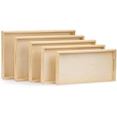 Wooden Living - Wooden Tray/Wood Trays | Serving Tray with Handles, Unfinished Large/Small - Montessori Crafts, Decor, Paint Craft Crates, Food, Kitchen Coffee Set [Bandejas de Madera para Desayuno]…