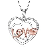 Cujiesp Softball Necklaces 925 Sterling Silver Softball Jewelry Baseball Pendant Sport Necklace Gifts for Women Softball Lover
