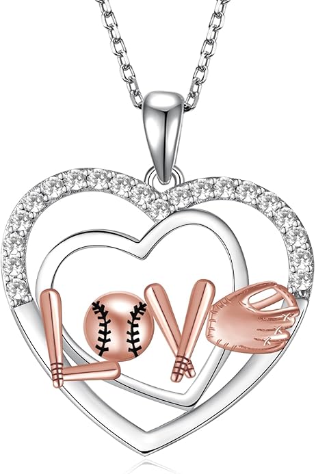 Heart Shaped Softball Necklaces 1pc Heart Shaped Softball