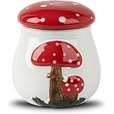 Ceramic Airtight Cookie Jar with Lid Mushroom Candy Canister Relief Design | Ceramic airtight cookie jar with a mushroom relief design helps keep baked treats fresh while decorating your countertop