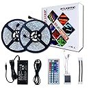 RoLightic RGB Led Light Strip Kit,32.8ft (10M) 5050 300LEDs,DC 12V Waterproof Led Strip Lights with 44Key Remote Controller and Power Adapter for Home,Kitchen,Bedroom,Cabinet,Backlight and More
