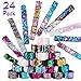 Pawliss 24 Pack Little Mermaid Magic Charm Reversible Sequin Slap Bracelets, Birthday Party Favors Supplies Gifts for Girls Kids, Pink Blue Purple