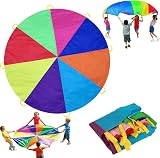 Dimoxii 13.1 ft Rainbow Parachute with 20 Handles for Kids Gym Class view 1