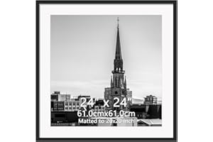 Hoikwo 24x24 Black Picture Frame, Display Pictures 20x20 with Mat or 24x24 Without Mat, 1 Pack 24 by 24 Frame for Wall Hanging