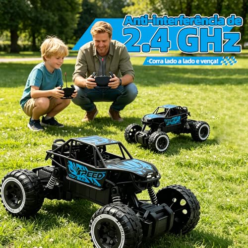 Carro de controle remoto off-road, recarregável, para todos os tipos de terreno, com faróis, brinquedo infantil para atividades ao ar livre, adequado para meninos e meninas de 6 a 12 anos.