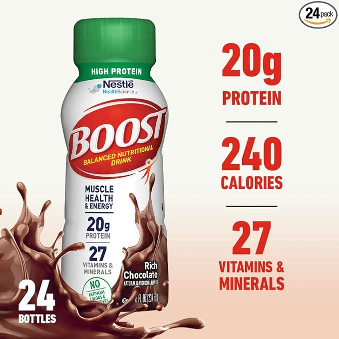 Boost High Protein Complete Nutritional Drink Rich Chocolate 8 Fl Oz Bottle 24 Pack Packaging May Vary