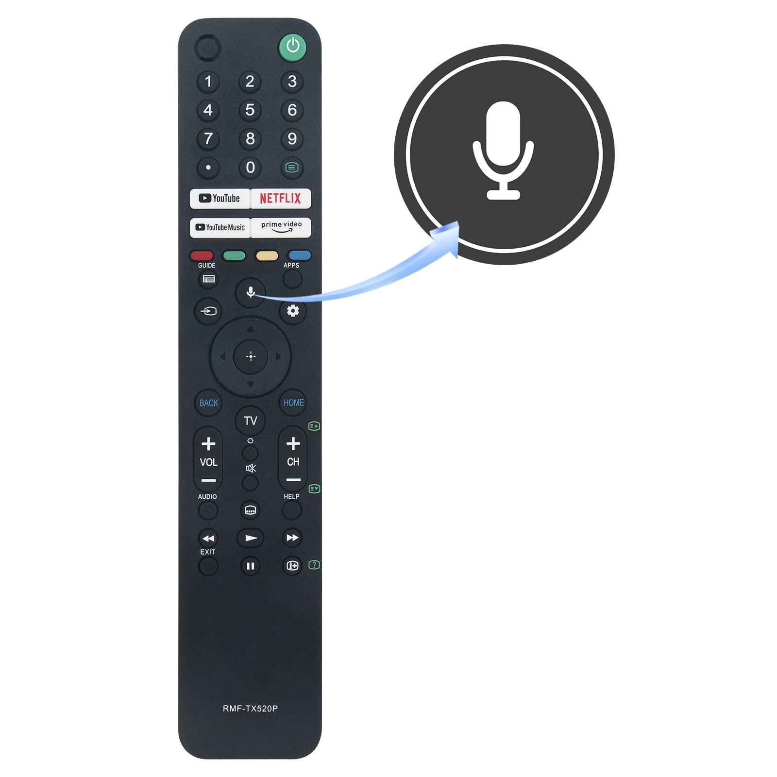 RMF-TX520P 100995411 Remote Replace for Sony TV KD43X80J KD43X85J KD65X80J KD50X85J KD85X85J KD55X80J KD55X85J KD55X90J XR50X90J XR55X90J XR55A80J XR75X90J XR75X95J XR77A80J XR83A80J XR65A80J XR65X90J