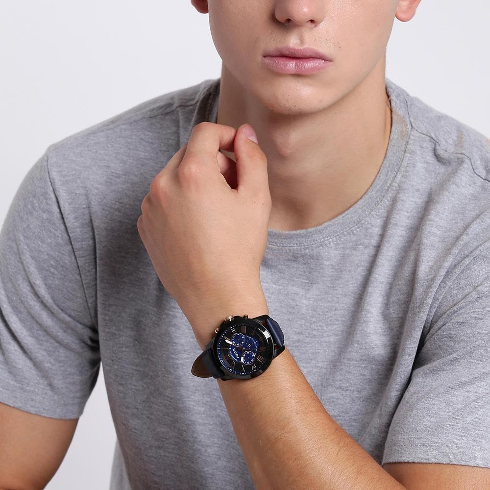 Fossil Men's Grant Quartz Stainless Steel and Leather Chronograph Watch